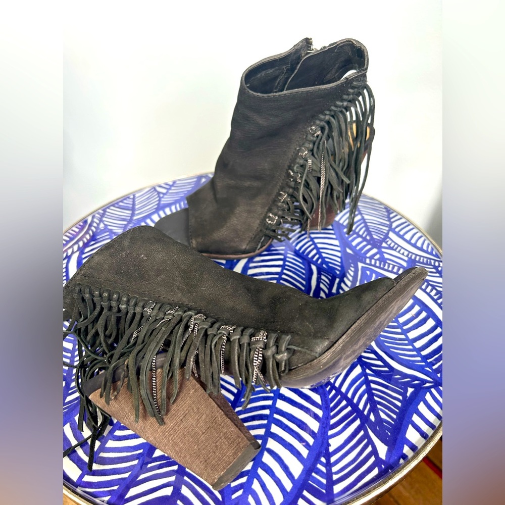 Dolce Vita Fringe Open Toe Ankle Booties